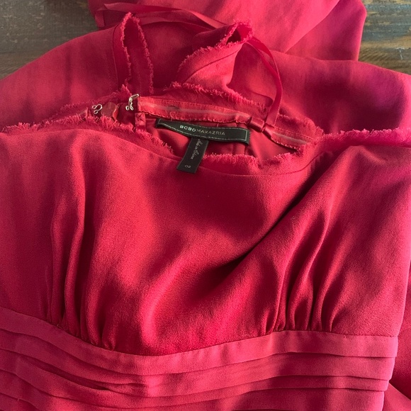 BCBGMaxAzria Red Strapless Tie Maxi Gown Dress - Picture 4 of 6